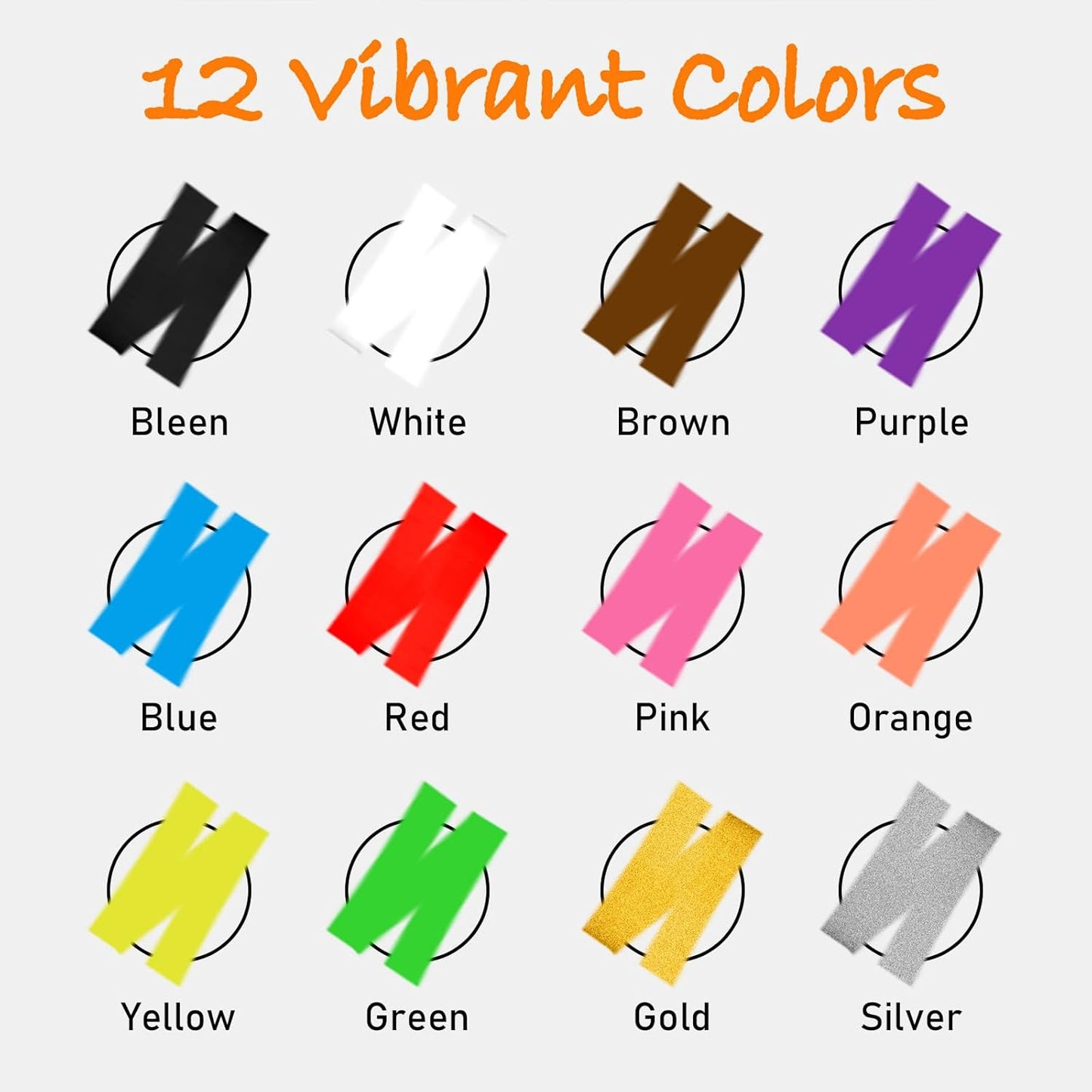 GOTIDEAL Window Markers, Jumbo Chalk Markers for Blackboard, Washable Car Marker for Chalkboard,Glass Mirrow,10mm Thick Tip12 Colors With Metallic Colors