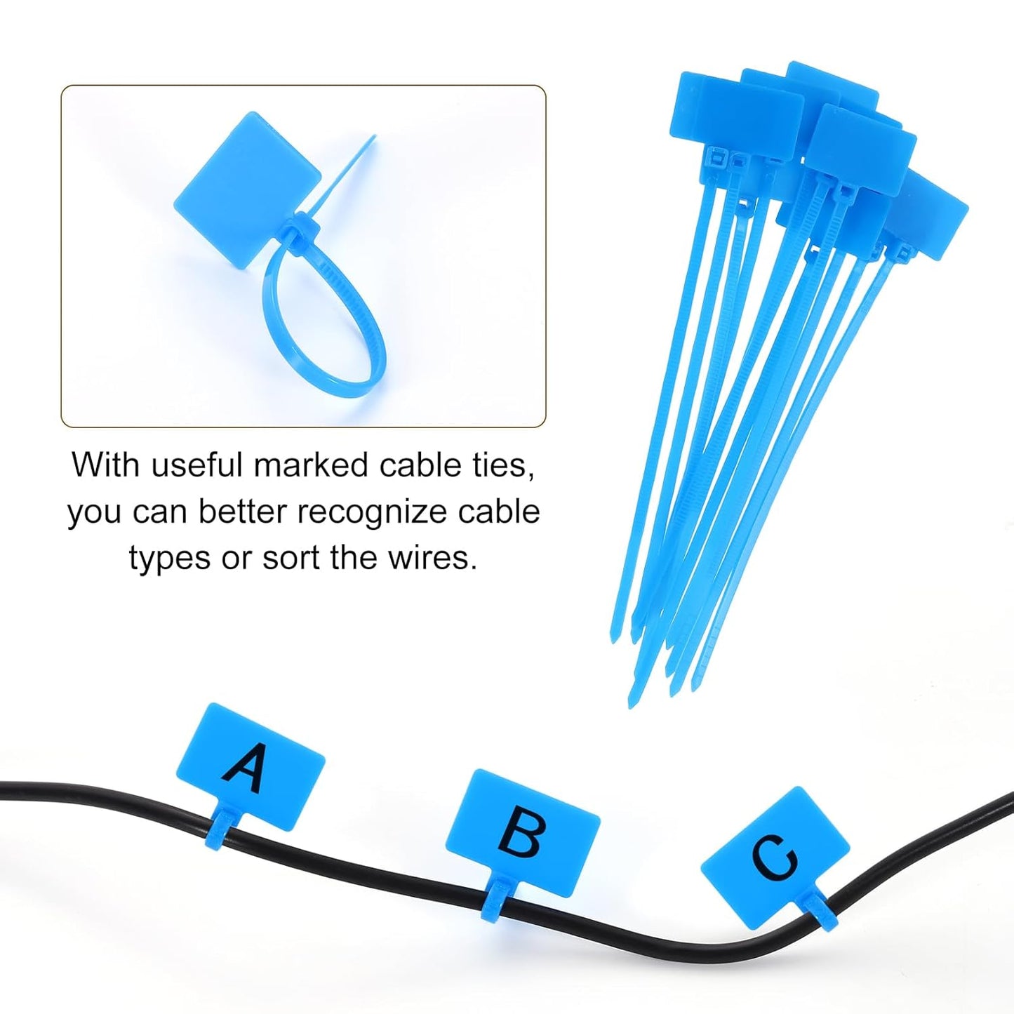 uxcell Desk Grommet, 2-3/16" (55mm) Zinc Alloy Cable Hole Cover Wire Cord Organizer with Marked Cable Ties for Home Office Desktop Wire, Silver Tone
