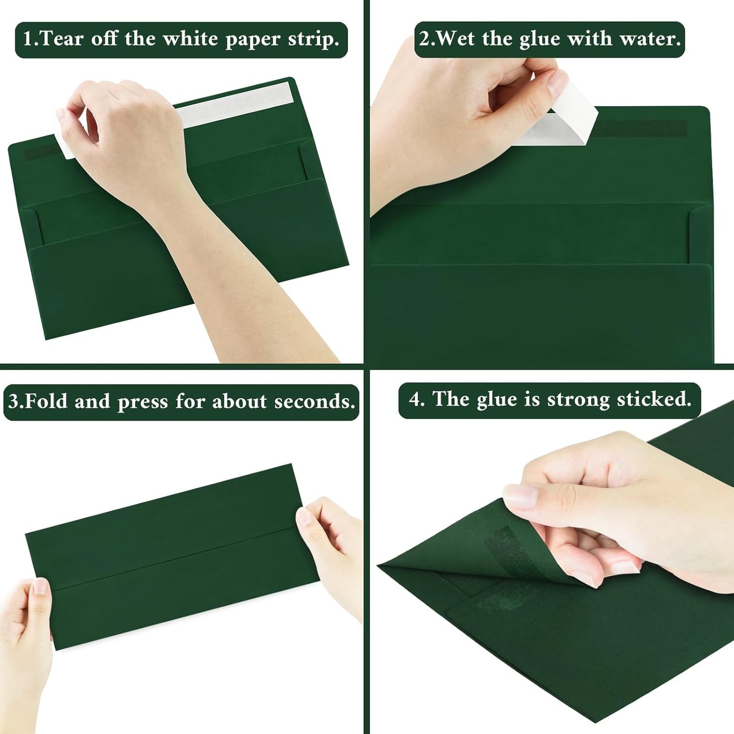200 Pack #10 Business Envelopes, Dark Green Standard Envelopes Self Seal, Letter Size Mailing Envelopes for Checks Letters Invoices Christmas Birthday Graduation Wedding, 4 1/8 x 9 1/2 Inch