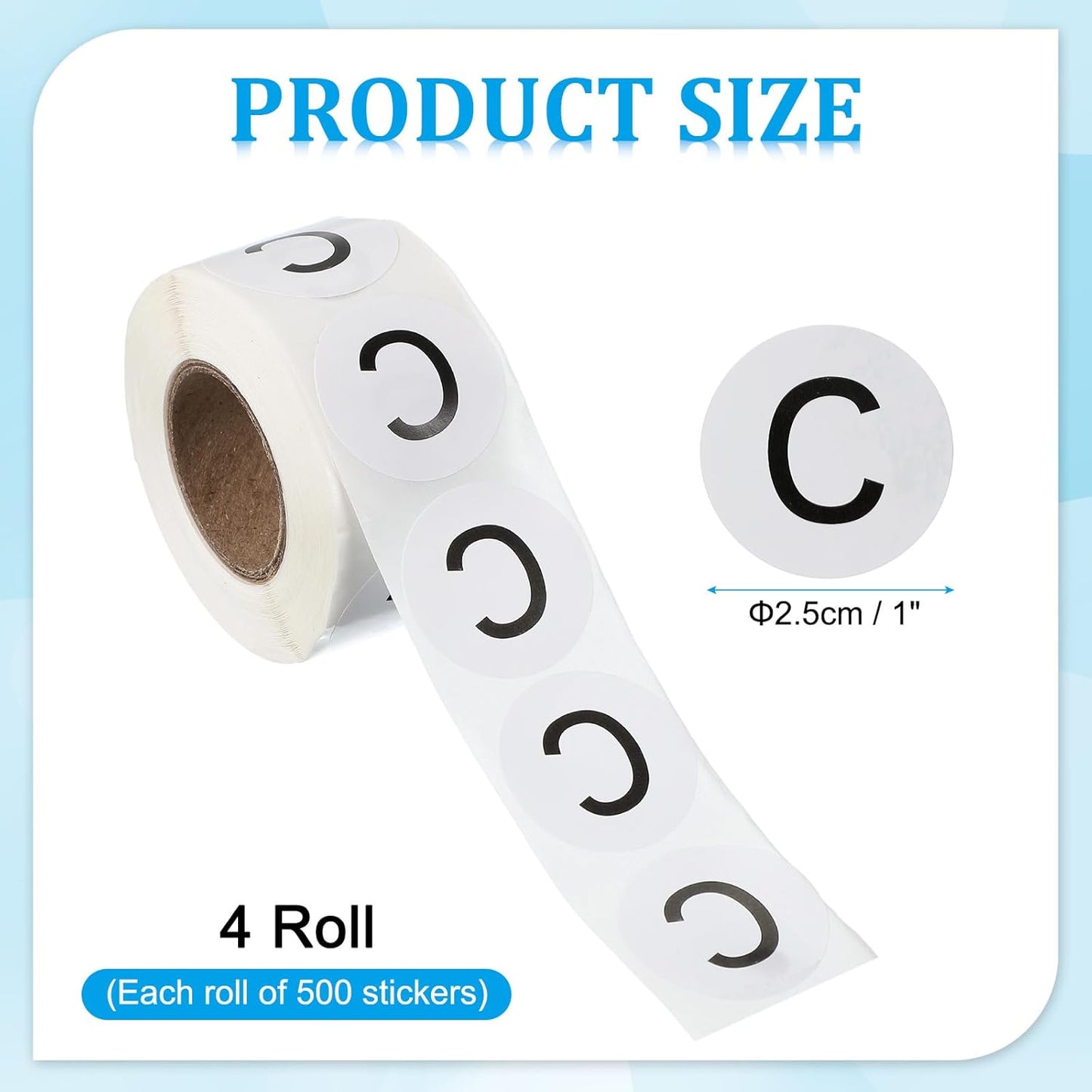 PATIKIL 1" Letter C Stickers, 4 Rolls Self-Adhesive Alphabet Round Circle Dots Labels for Organization Storage Inventory Boxes Scrapbook Craft 2000 Pcs Total