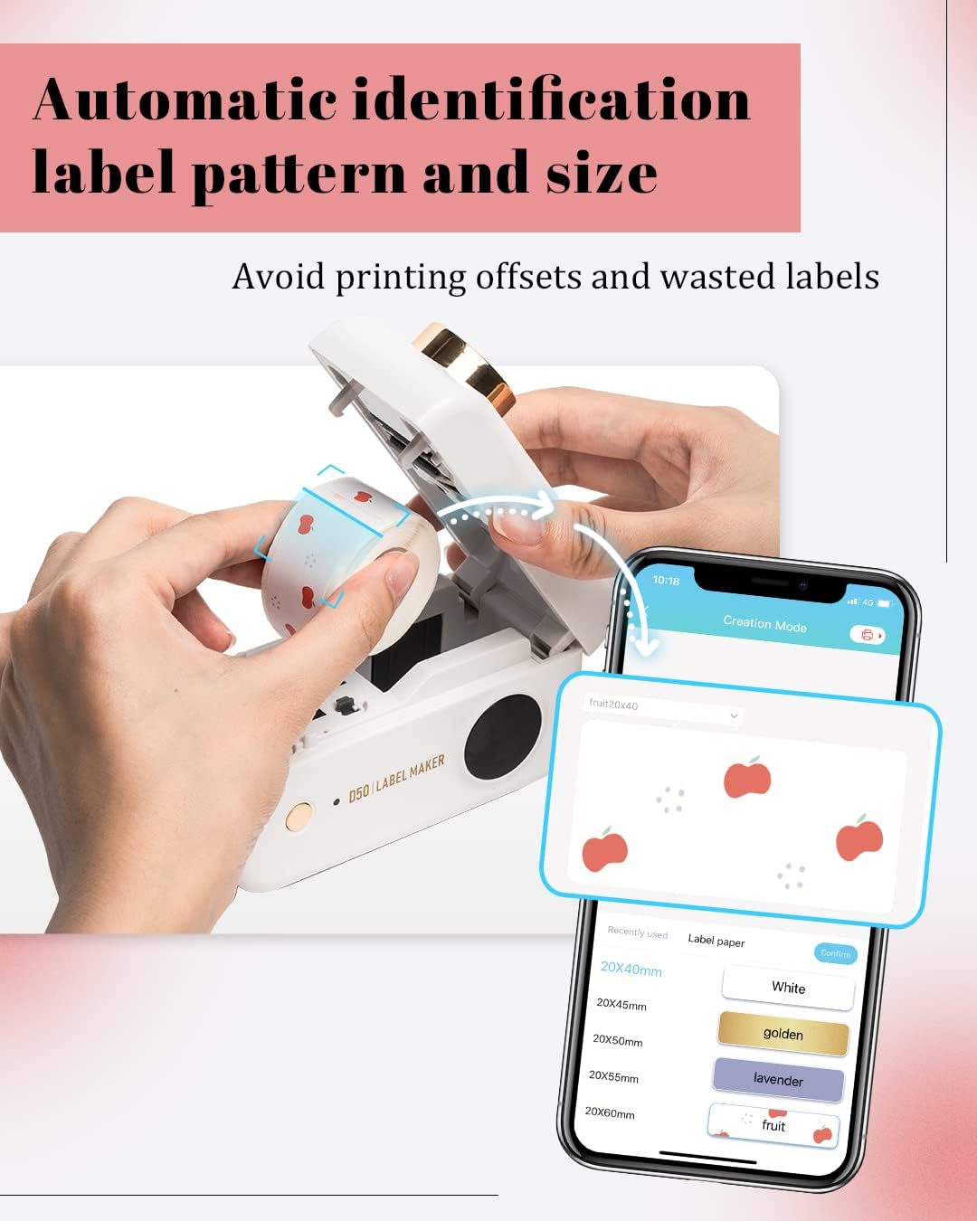 Phomemo Large Label Maker D50 for 3/5" to 9/10" Tape Portable Bluetooth Label Maker Machine, for Address,Organization,Office,Home, USB Rechargeable,Support iOS & Android