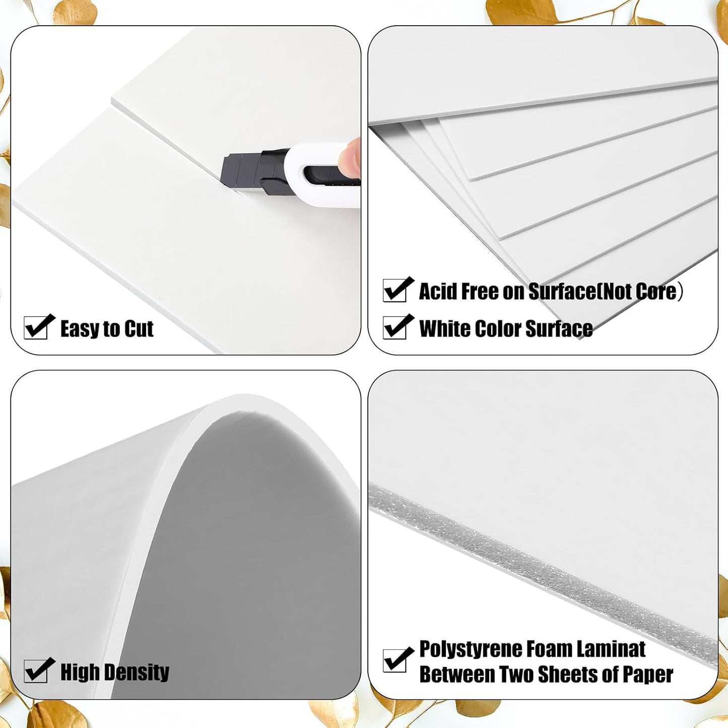 Frienda 100 Pack Foam Boards 1/8 Inch Thickness Foam Poster Boards Core Backing Board for Projects Presentation Board for School Crafts Office Art Projects(12x16x0.125inch,White)
