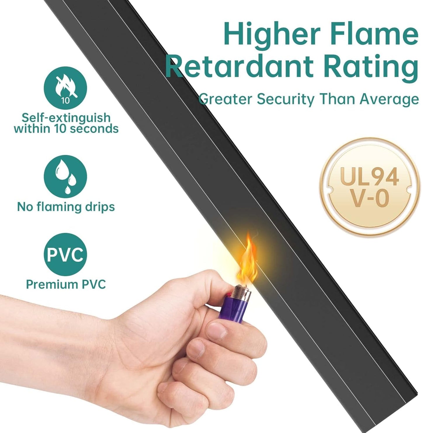 Delamu Black Cord Hider, 94.5in Cord Covers for 3-4 Wires on Wall, Large Cable Hider, Premium Wire Hider Wire Covers for Cords on Wall, Easy Snap-on Cable Raceway Cable Management, W1.18 H0.67in