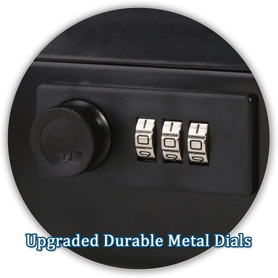 Jssmst Locking Large Metal Cash Box with Money Tray, Money Box with Combination Lock, Black