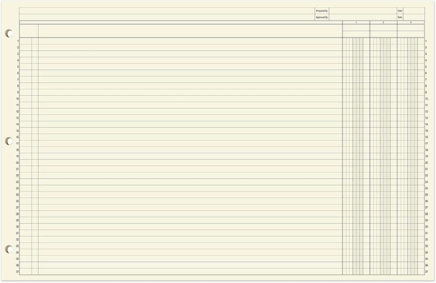 BookFactory Ledger Pad/Large 3 Column Accounting Ledger Columnar (Three Columns) Pads - 17'' x 11'', 50 Pages, Notepad Landscape Format (PAD-050-CLCPD3(17x11-Ledger-3))-AX)