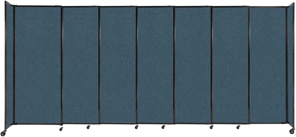 Versare Straightwall Sliding Portable Wall Partition | Freestanding Office Dividers | Locking Wheels | Temporary Room Separator | 15'6" Wide x 6'10" Tall Caribbean Fabric Panels