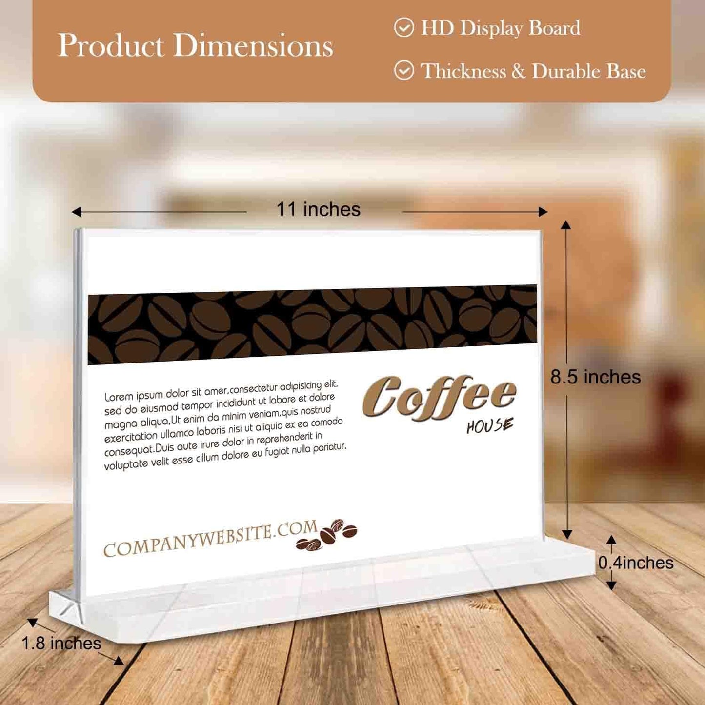Acrylic Sign Holder 11 x 8.5 inches 6 Pack Horizontal Desktop Display Stand, Sign Holder, Suitable for Restaurants, Promotions, Photo Frames, Events, Meetings Acrylic Display Holder