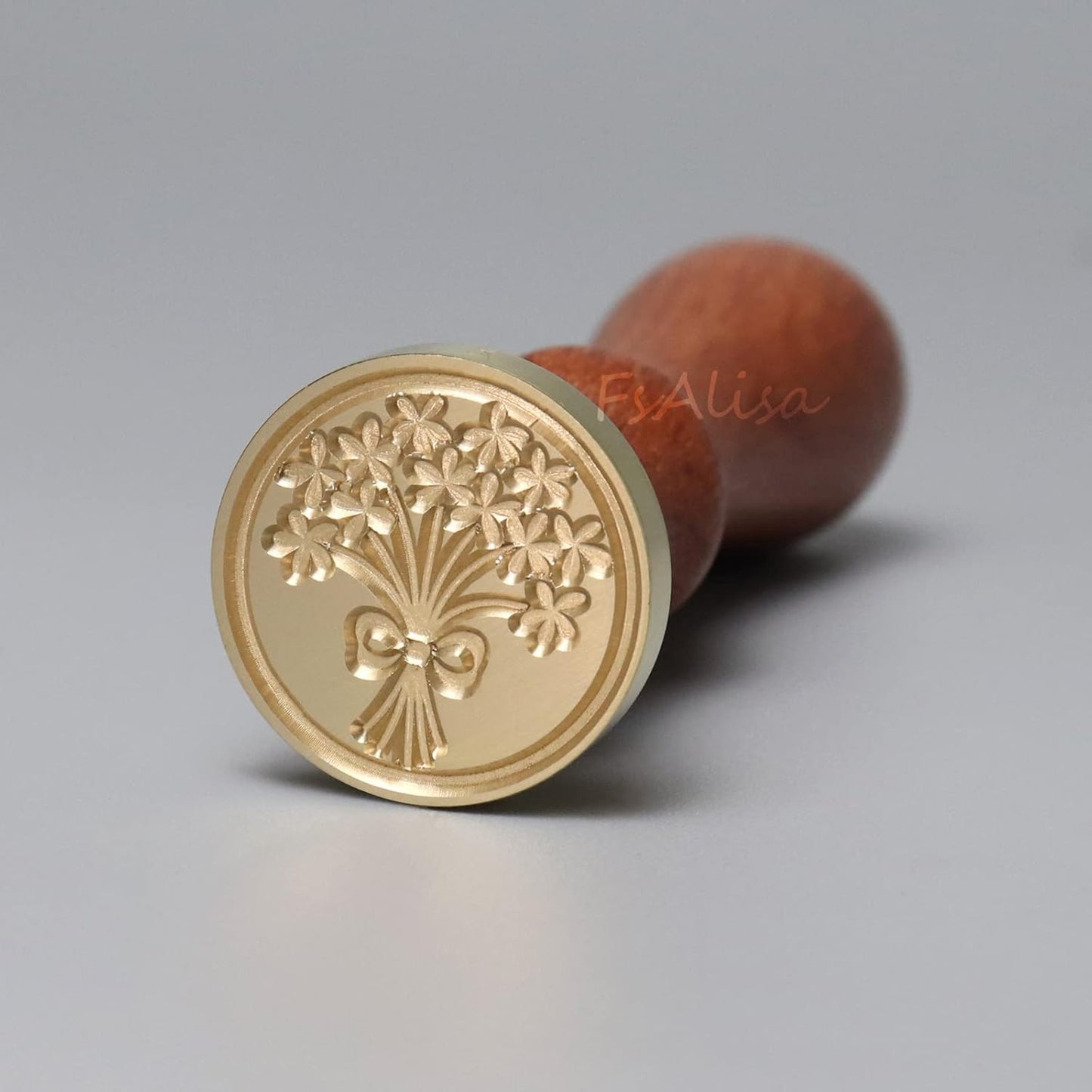 FsAlisa 6-Piece Copper Seals Stamp Set + Wooden Hilt, Vintage Sealing Wax Stamp Kit with Gift Box for Invitations, Cards, Letters, Envelopes, Wine Packages