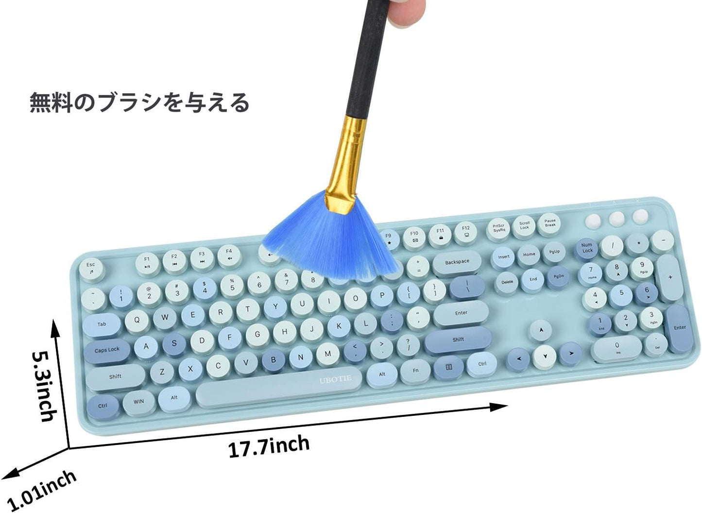 UBOTIE Colorful Computer Wireless Keyboard Mouse Combos, Typewriter Flexible Keys Office Full-Sized Keyboard, 2.4GHz Dropout-Free Connection and Optical Mouse (Blue-Colorful)