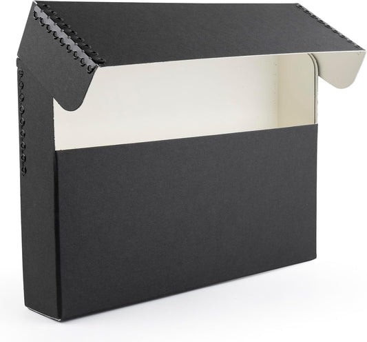 Lineco Archival Document Storage Box with Metal Edge, Acid-Free Black Boxboard, Organize and Store Files, Prints, Photos, Letter-Sized Case 12.5" x 10.5" x 5" Wide