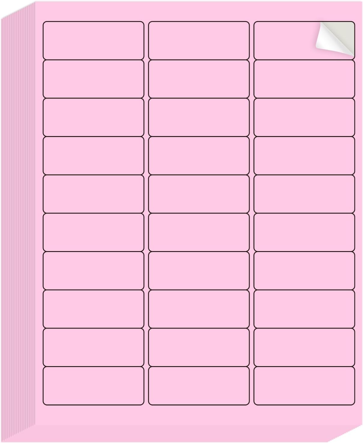 8-1/2 x 11 Neon Color High Light Labels for Laser & Inkjet Printer, Strong Adhesive (Pink, 1" x 2-5/8" - 30 Per Page | 600 Labels)
