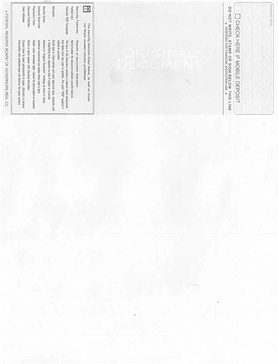 Classic Blank Top Business Check, Blank Computer Top Check Paper with Blue Herringbone Background, 500/Pk