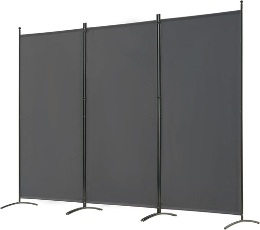 Spurgehom 3 Panel Room Divider Folding Partition Privacy Screens, Freestanding Fabric Room Panel Portable Room Partition Wall Dividers for Home Office Restaurant, 102" W X 71" H (Grey)