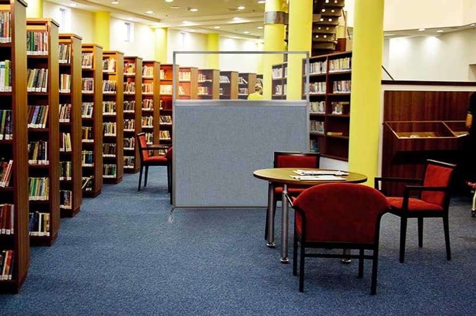 Versare Hush Screen Portable Room Divider with Wheels | Workstation Wall Divider | Freestanding Privacy Hush Panels | Clear Fluted Windows | Fabric Office Divider Screen | Great for Room Separation