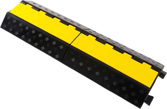 Rubber Cable Ramp Cord Cover Cable Protector Ramps Wire Hose Protective 1 Channel 22000Lbs Load Capacity Traffic Speed Bump for Asphalt Concrete Gravel Driveway, 1 Pack