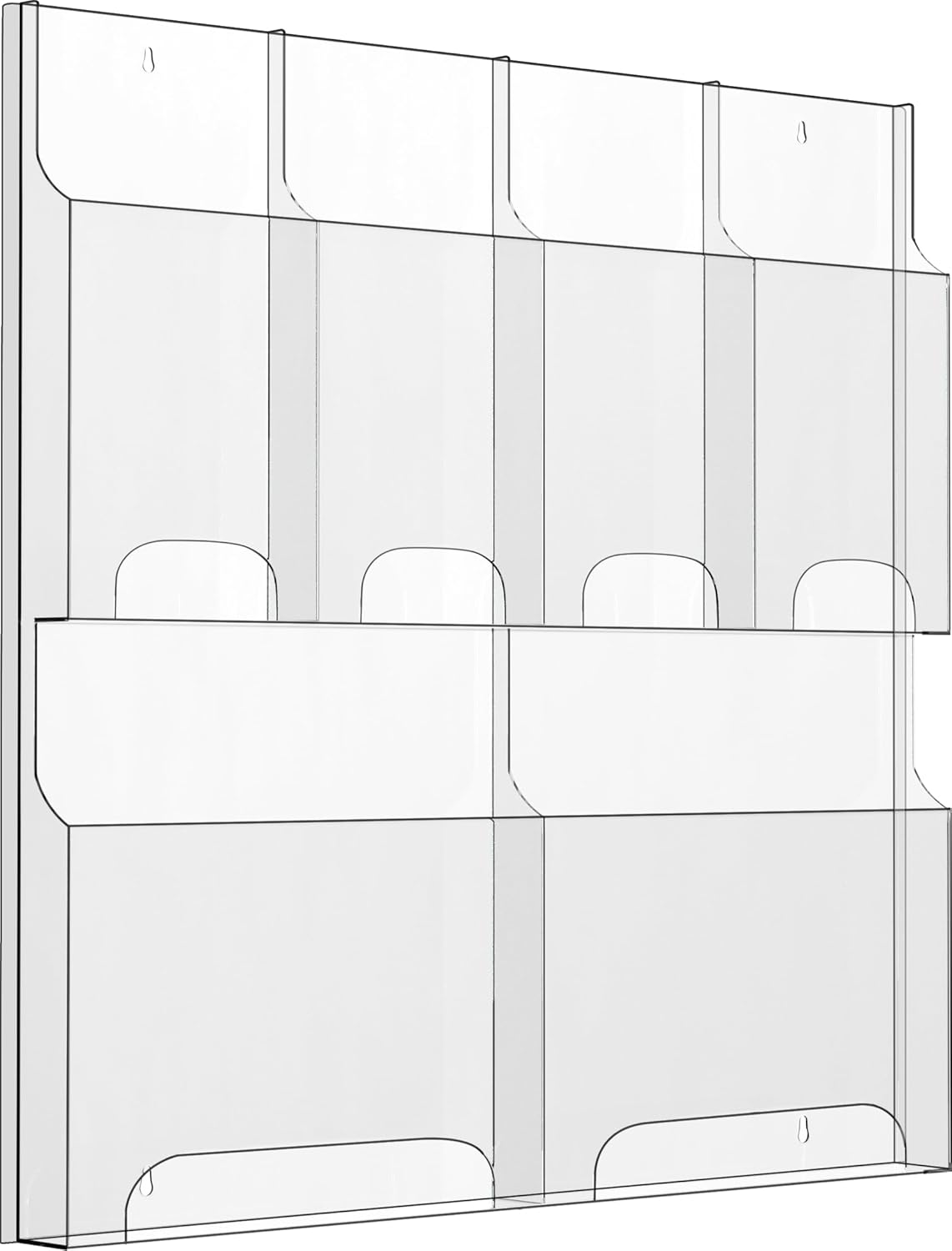 Acrylic Brochure Pamphlet Holder, 2 Magazine Holders and 4 Pamphlet Holders, Clear Brochure Display Holder Wall Mount, Trifold Flyer Rack, Literature Storage Rack for Home, Office, Waiting Room