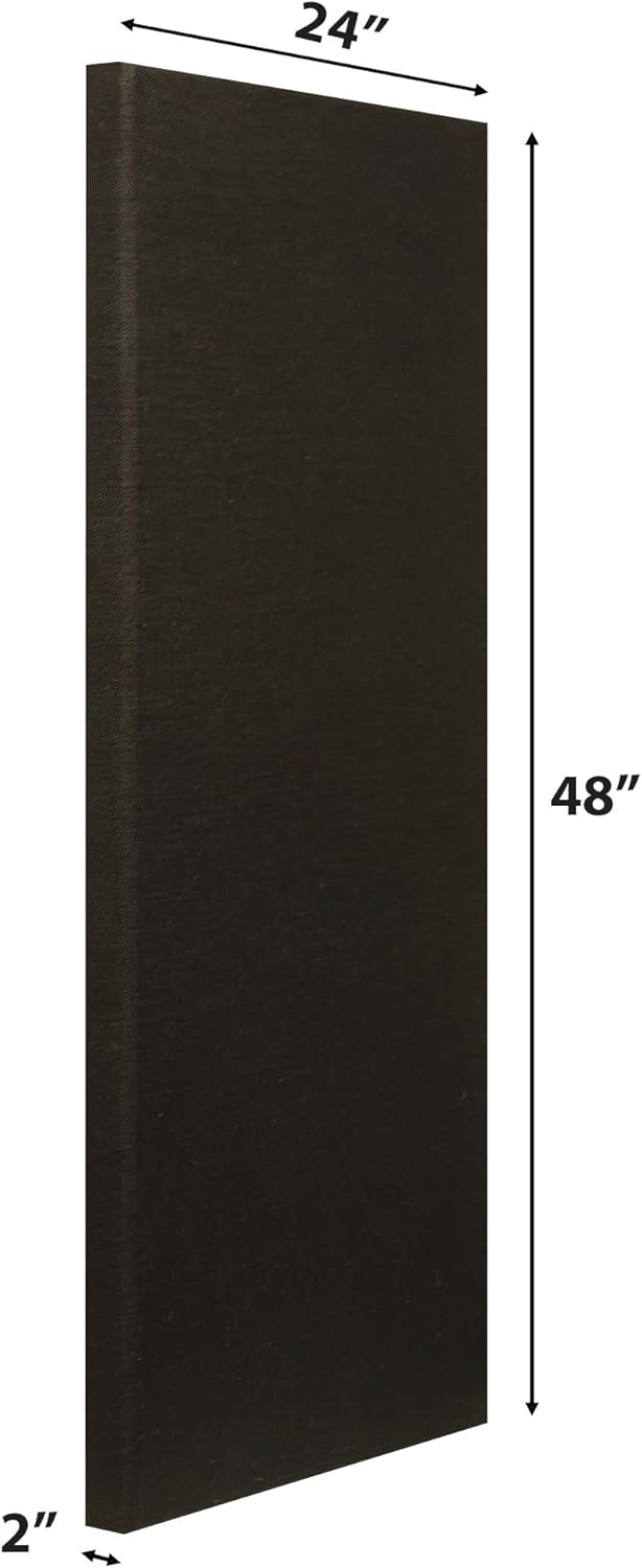 ATS Acoustics Sound Absorbing Noise Dampening Acoustic Panel Wall Treatment 24" x 48" x 2" Beveled Edge (Black)