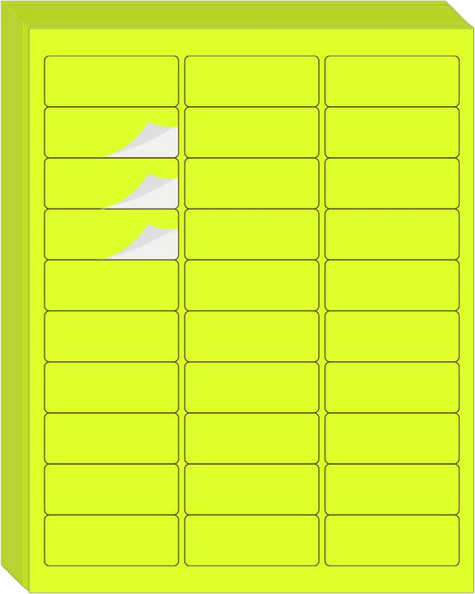STARLIBOO 1" x 2-5/8" Address Labels- Neon Color Fluorescent Mailing Labels Stickers for Laser/Ink Jet Printer 8.5"×11"- Fluorescent Yellow