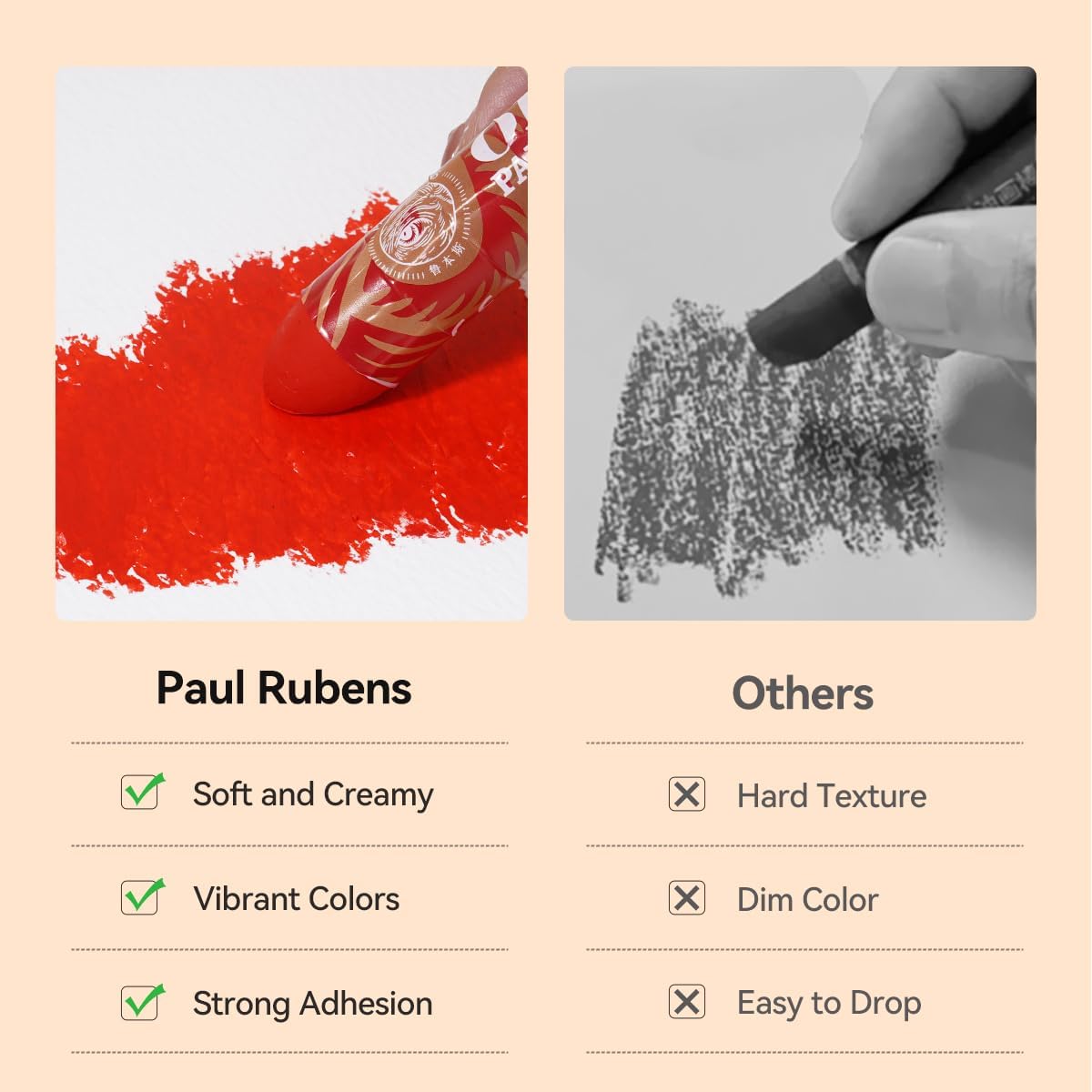 Paul Rubens Large Oil Pastels Set - 12 Colors B (0.79" x 4.72" Jumbo Sticks), Vibrant Colors, Creamy Texture and Blends Easily for Artists, Students and Professionals, Ideal for Filling in Large Areas