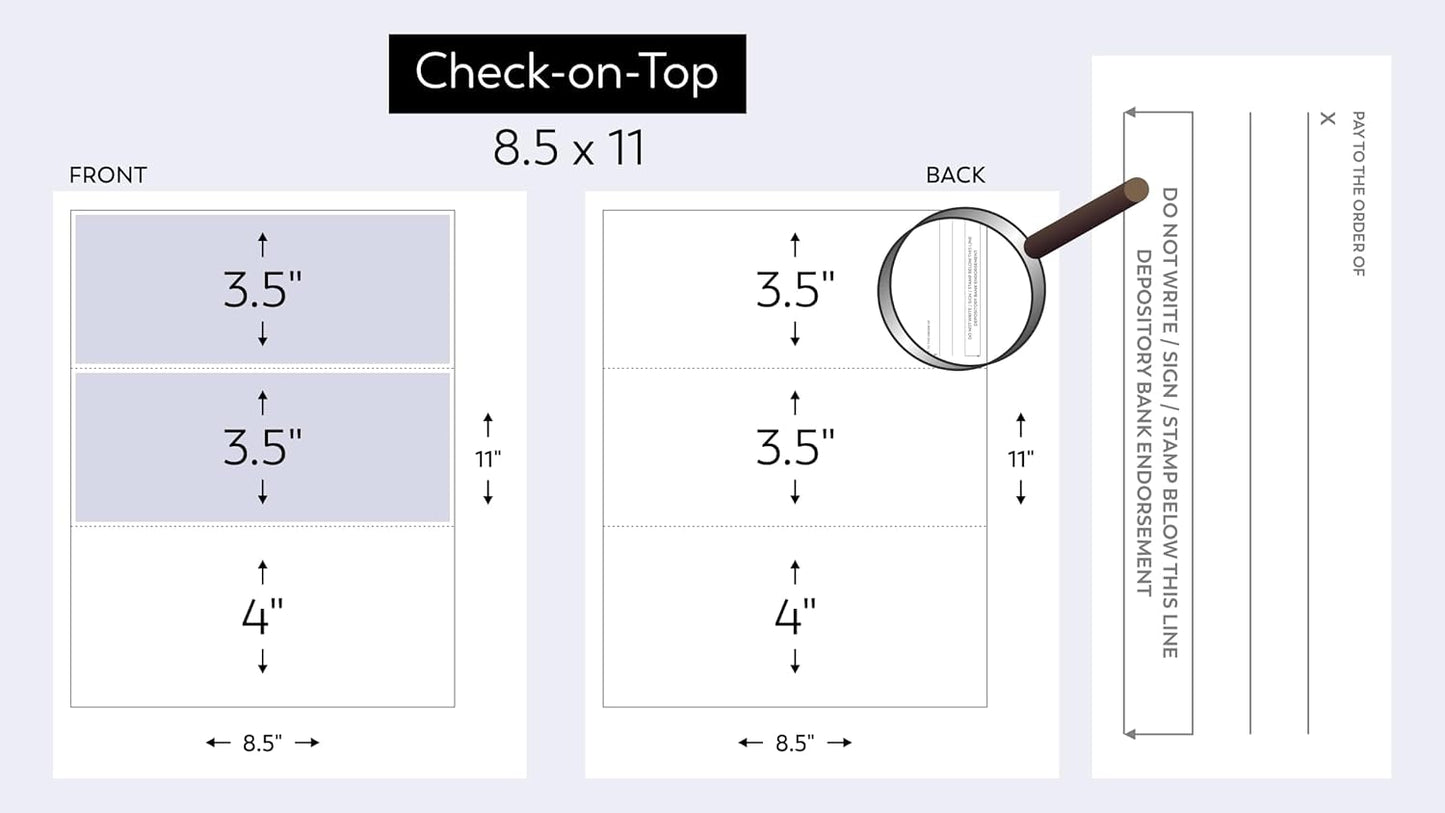 Compuchecks 50 High Security Blank Check Stock - Checks on Top Two Perforated Vouchers on Bottom Compatible with QuickBooks, and Laser or Inkjet Printers, Check Paper Weight # 70 - Light Blue Art Deco