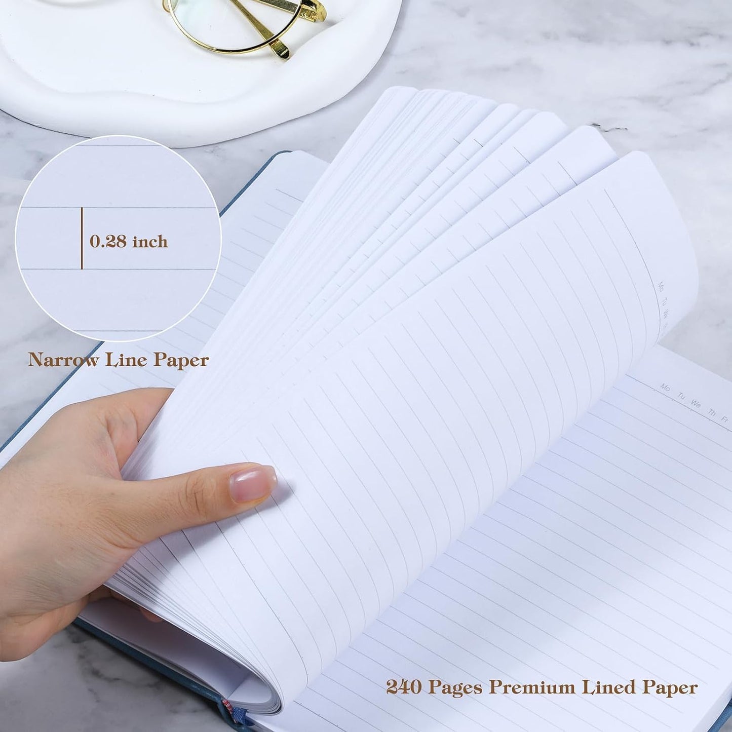 POPRUN A5 Lined Journal Notebooks, Leather Hardcover Thick Notebook for Writing, Business Work, Travel, School, College, Christmas, 5.5 x 8.3 inch, 240 Pages Classic Ruled Journals Notepad, Yellow