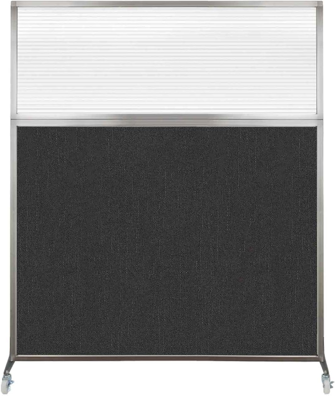 Versare Hush Screen Portable Room Divider with Wheels | Workstation Wall Divider | Freestanding Privacy Hush Panels | Clear Fluted Windows | Fabric Office Divider Screen | Great for Room Separation