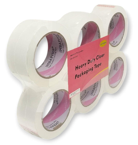 iMBAPrice 2-Inches Clear Sealing Tape, 6 Rolls of 110 Yards (6 x 330 Feet) 2" Wide Shipping Tape for Box Office Moving Packaging Shipping