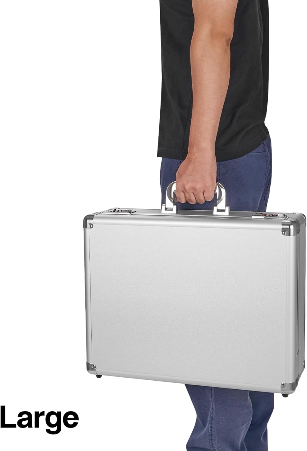 File Organizer Storage Box - 18.8 x 14.5 x 6.2 Inch X-Large, Portable Locking Storage Totes with Dual Combination Locks, Lock Boxes for Personal Items, Cash, Briefcase - Silver