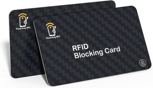 Timeskey NFC 2 RFID Blocking Cards, Contactless NFC Bank Debit Credit Card Protector Blocker, Anti Theft Blocking Wallet Protector,The Original Security Card for Men or Wome