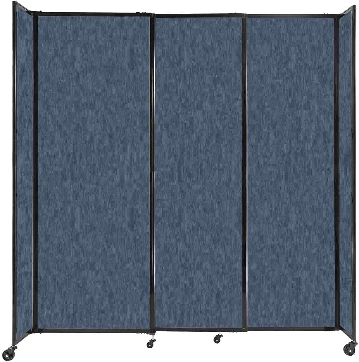 Versare Straightwall Sliding Portable Wall Partition | Freestanding Office Dividers | Locking Wheels | Temporary Room Separator | 7'2'' Wide x 7'6'' Tall Ocean Fabric Panels