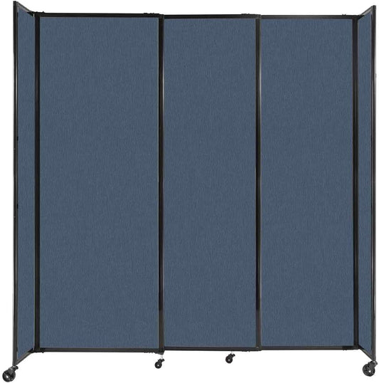 Versare Straightwall Sliding Portable Wall Partition | Freestanding Office Dividers | Locking Wheels | Temporary Room Separator | 7'2'' Wide x 7'6'' Tall Ocean Fabric Panels