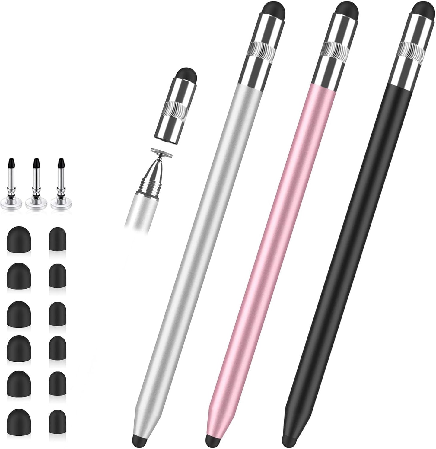 Stylus Pen for Touchscreen, 3-in-1 Rubber Disc Stylus, High Sensitivity and Precision, Universal Stylus Pen Compatible for Ipad,iPhone Android Kindle All Capacitive Tablets