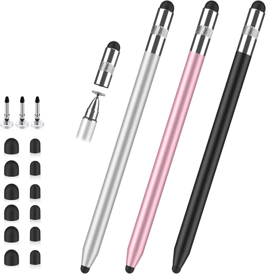 Stylus Pen for Touchscreen, 3-in-1 Rubber Disc Stylus, High Sensitivity and Precision, Universal Stylus Pen Compatible for Ipad,iPhone Android Kindle All Capacitive Tablets