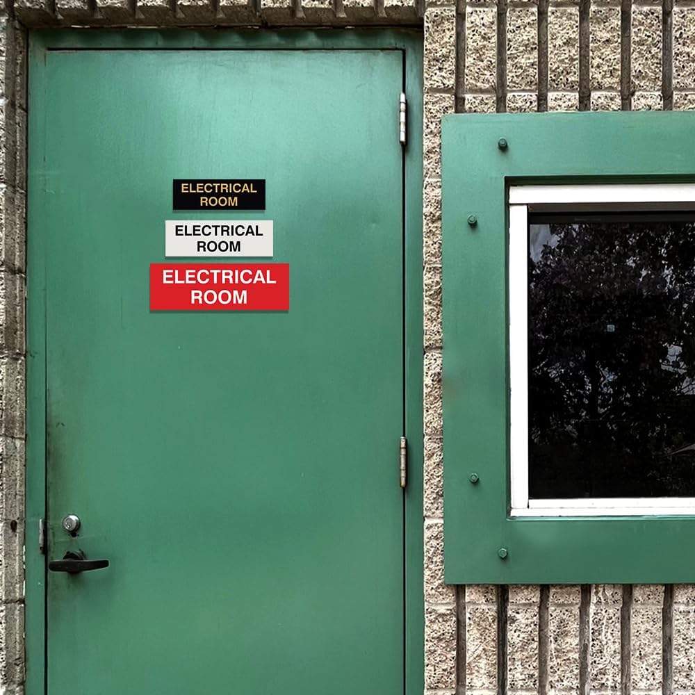 All Quality Basic Electrical Room Door/Wall Sign | Durable Construction | Building Safety - White - Large (1 Pack)