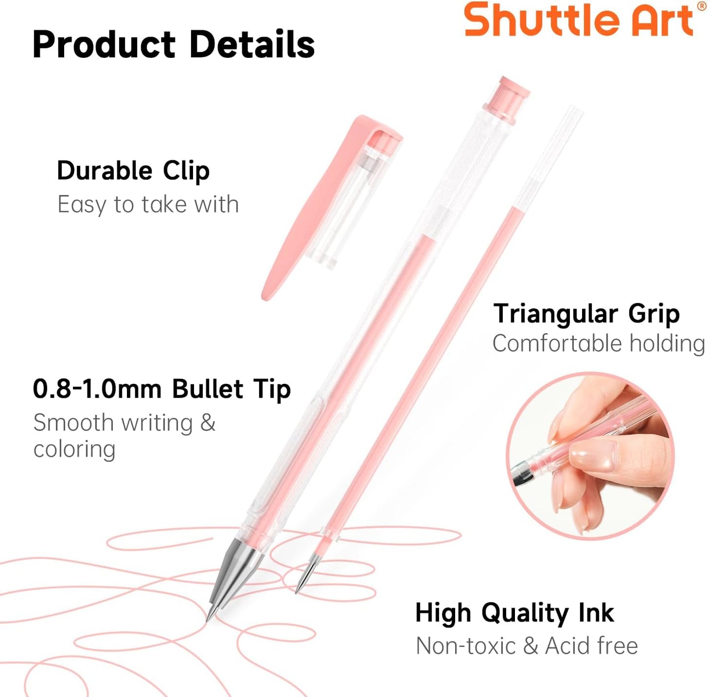 Shuttle Art Pastel Gel Pens, 24 Pastel Milky Colors Gel Pen for Black Paper, Adults Coloring Books Drawing Doodling Crafts Scrapbooking Journaling