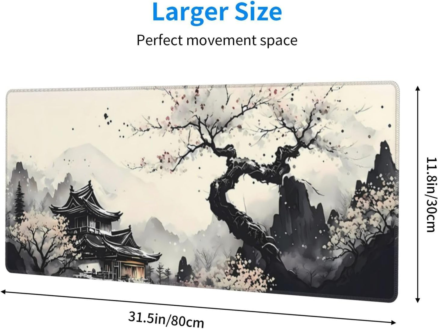 Extended Gaming Mouse Pad, Large Gaming Mouse Waterproof with Stitched Edges, Non-Slip Desktop Pad for Home and Office, Level Up Your 31.5x11.8 Inch… (wash Painting)