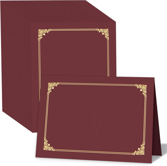 HAUTOCO 90 Packs Certificate Holders, Burgundy Diploma Holders, Document Award Covers Certificate Folders with Gold Foil Border for 8.5x11 Letter Size