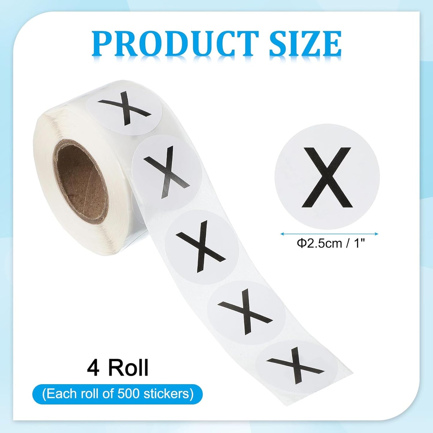 PATIKIL 1" Letter X Stickers, 4 Rolls Self-Adhesive Alphabet Round Circle Dots Labels for Organization Storage Inventory Boxes Scrapbook Craft 2000 Pcs Total