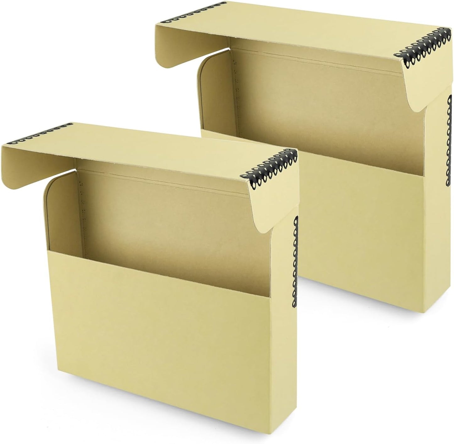 Lineco Archival Document Storage Box with Metal Edge, Acid-Free Tan Boxboard, Organize and Store Files, Prints, Photos, Legal-Sized Case 15.5" x 10.5" x 2.5" Wide, Pack of 2