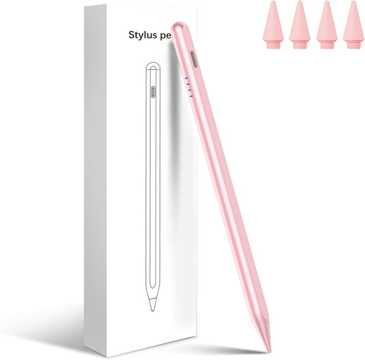 Stylus Pen for iPad 2018-2025, 20Mins Fast Charge for Apple Pencil with Tilt & Palm Rejection, Digital Pens Compatible with iPad 6th-10th/A16, Pro 11”/12.9"/13"/M4, Air 3/4/5/M2/M3, Mini 5/6 -Pink