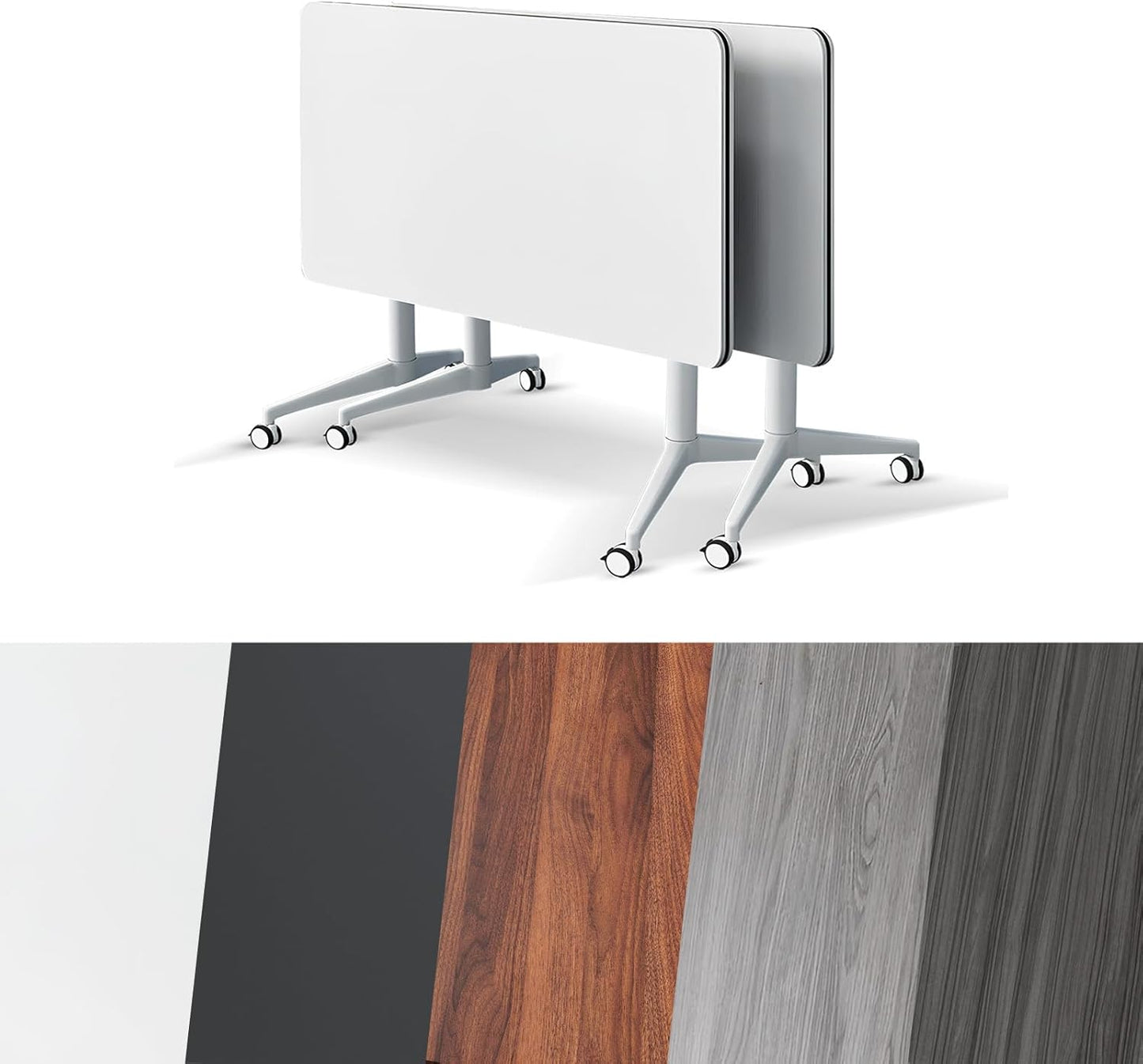 Conference Room Table, Folding Conference Tables,Thicken Grey Tabletop,Flip Top Wooden Seminar Meeting Room Table for Conference Room Offices (2, White, 70.8”)