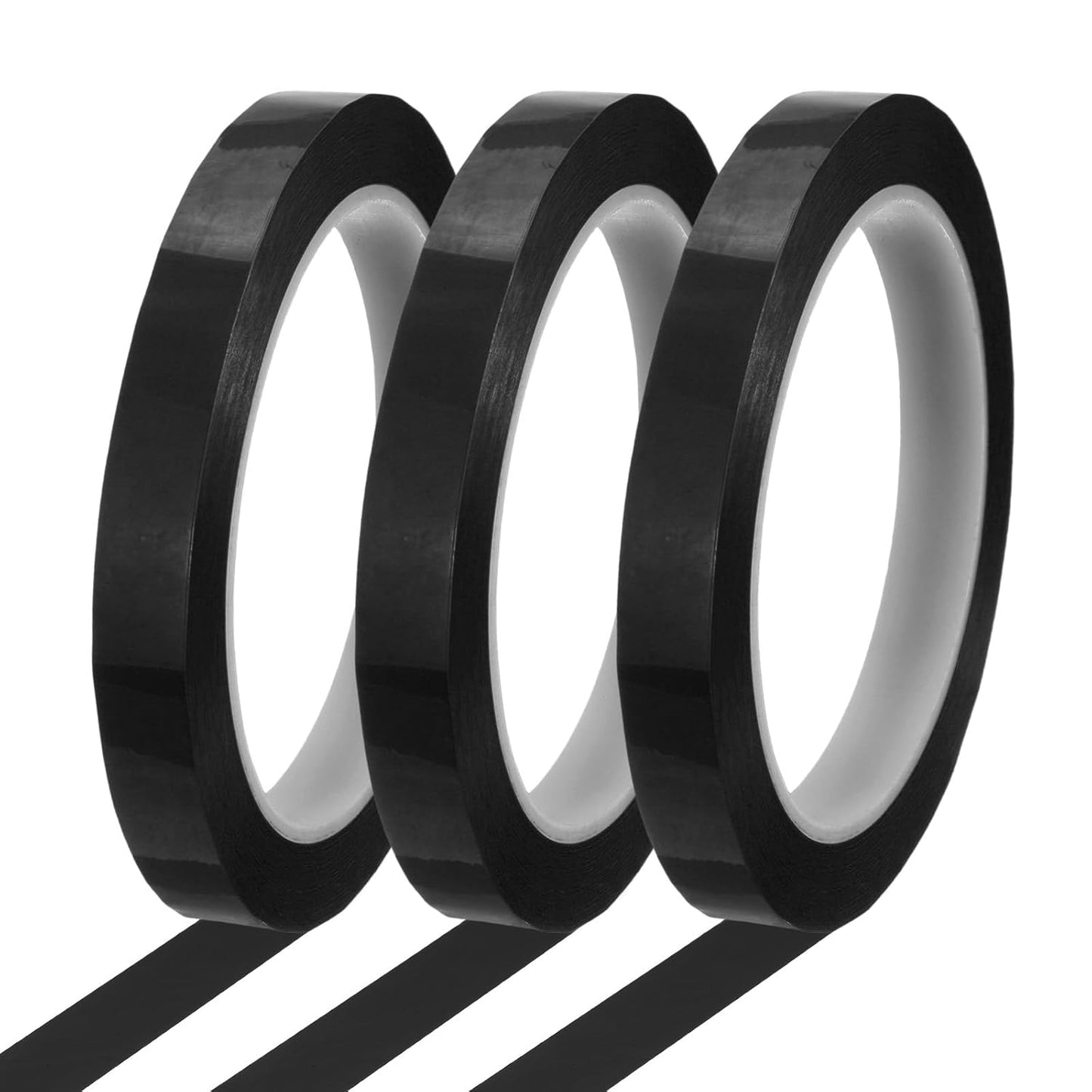 MECCANIXITY Whiteboard Tape 1/2" x 72 Yard Pinstripe Graphic Chart Line Grid Marking Tapes for Classroom Office Dry Erase Board Art, Black, Pack of 3