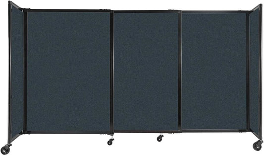 Versare Straightwall Sliding Portable Wall Partition | Freestanding Office Dividers | Locking Wheels | Temporary Room Separator | 7'2" Wide x 4' Tall Blue Spruce Fabric Panels