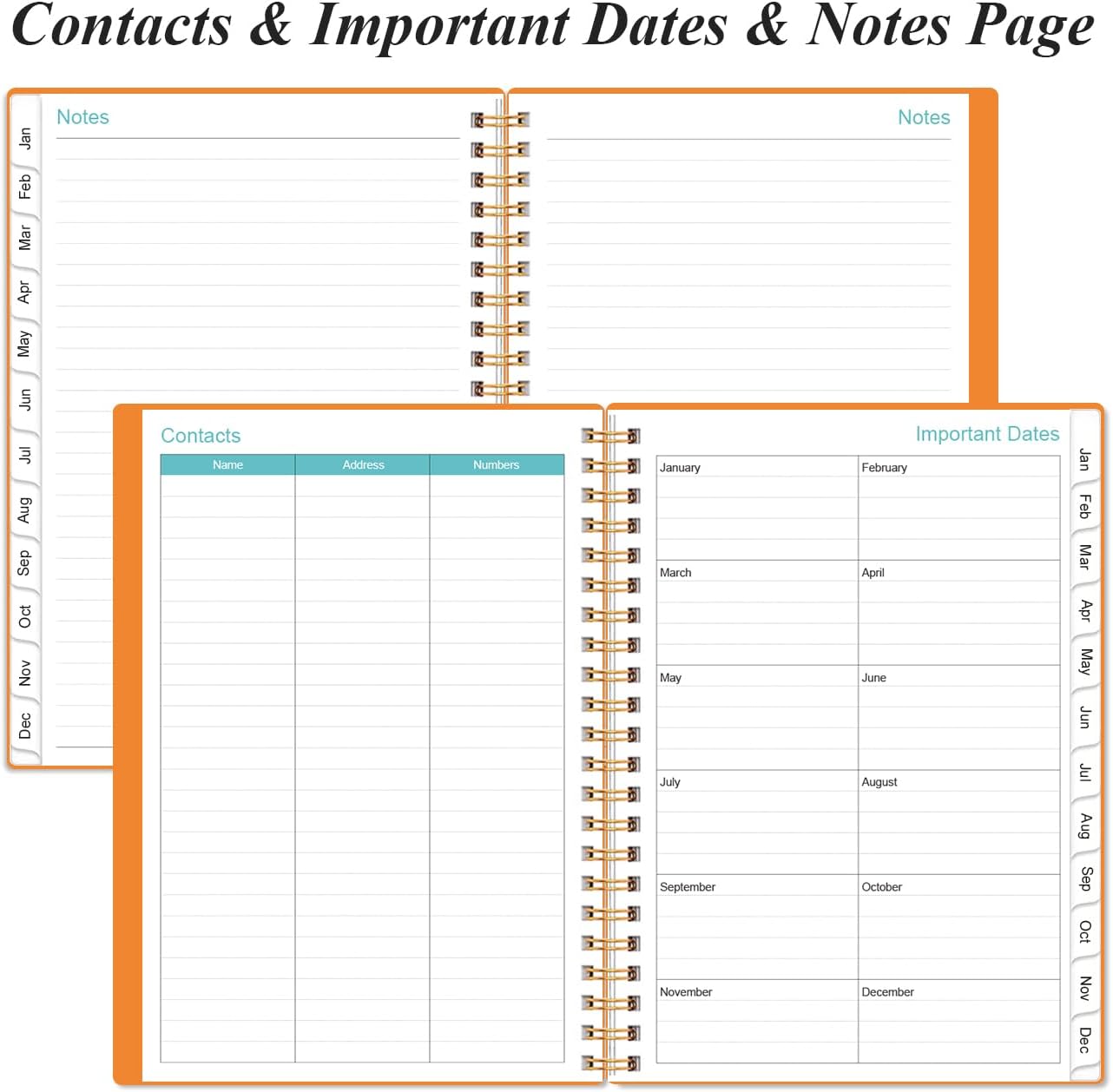 2026 Planner - Weekly and Monthly Calendar Planner from Jan 2026 - Dec 2026, Planner 2026 Spiral Bound with 12 Monthly Tabs, Inner Pocket, Perfect for School Office Supplies, 6.4" x 8.5", Orange-C