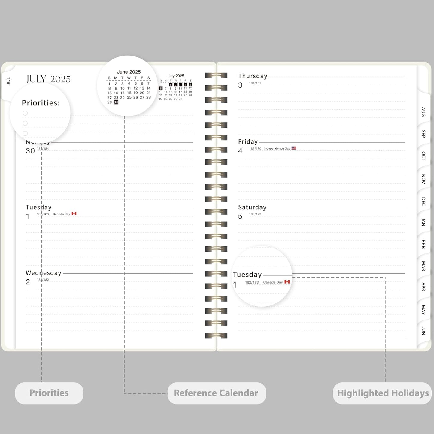 Planner 2025-2026, Weekly and Monthly Calendar Academic Planner (July 2025 - June 2026), Hardcover Teacher School Student Agenda with Tabs, Ideal for School Office Supplies, A5 (6.3" x 8.5")