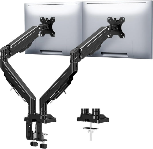 MOUNTUP Dual Monitor Stand for Max 43 inch Screens, Ultrawide Monitor Arm Height Adjustable, Heavy Duty Dual Monitor Mount, Full Motion Premium Gas Spring Arm, Holds 2.2 to 33 lbs, VESA Desk Mount