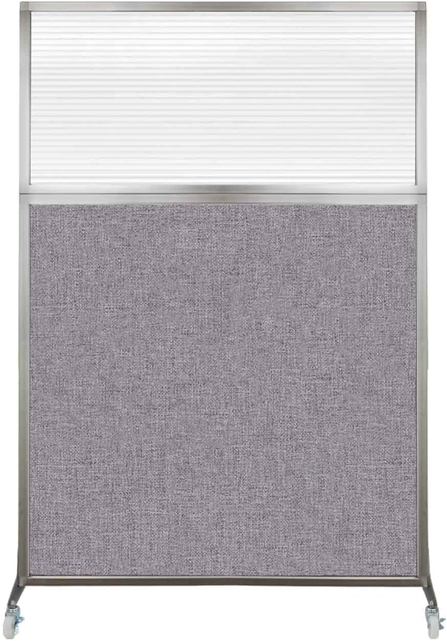 Versare Hush Screen Portable Room Divider with Wheels | Workstation Wall Divider | Freestanding Privacy Hush Panels | Clear Fluted Windows | Fabric Office Divider Screen | Great for Room Separation