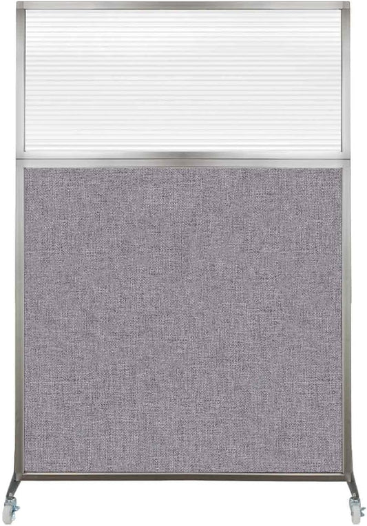Versare Hush Screen Portable Room Divider with Wheels | Workstation Wall Divider | Freestanding Privacy Hush Panels | Clear Fluted Windows | Fabric Office Divider Screen | Great for Room Separation