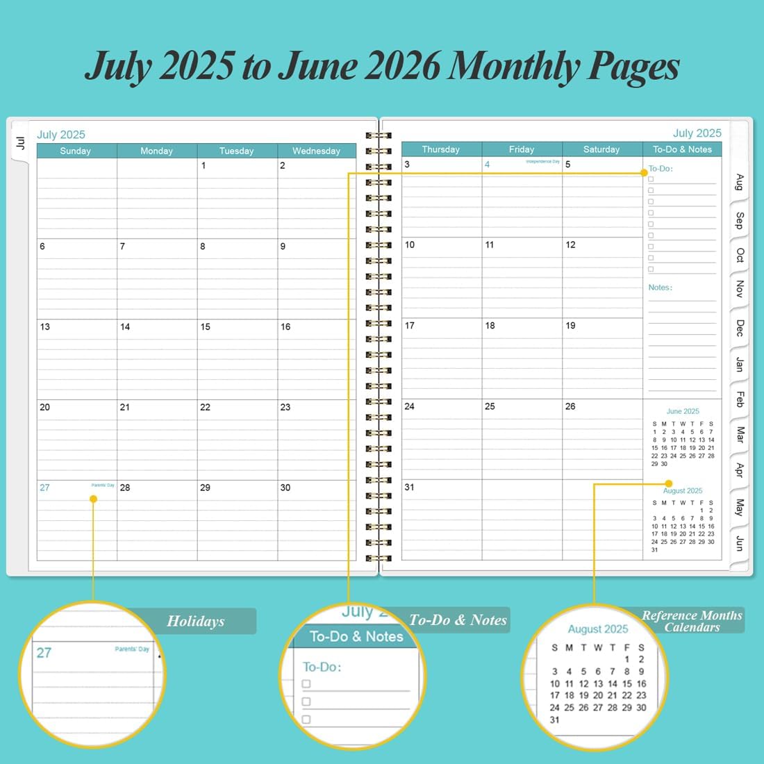 2025-2026 Appointment Book & Planner - 8.5" x 11" Daily Hourly Planner 2025 from July 2025 - June 2026, Weekly Appointment Book with 30-Minute Interval, Teal Flowers