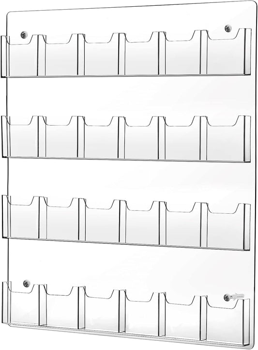 Weysat Acrylic Brochure Pamphlet Holder Brochure Display Stand Business Tri Fold Multi Slot Holder Rack Wall Mount Clear Pocket Space Saver for Flyer Literature Menu Advertise(1 Piece)